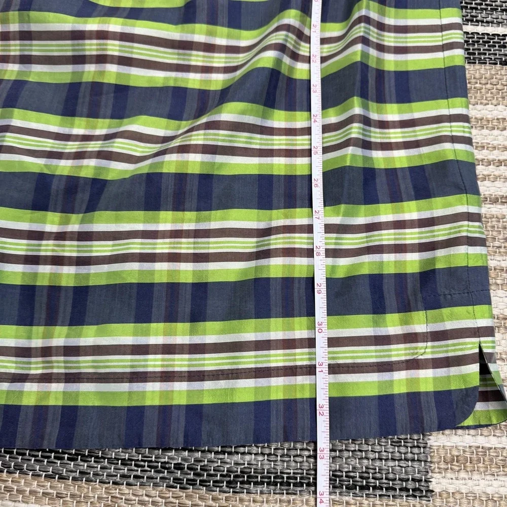 J.Crew Dress Women's Size 2 Green Plaid Off Shoulder Yarn Dyed Silk Shift - Picture 14 of 16